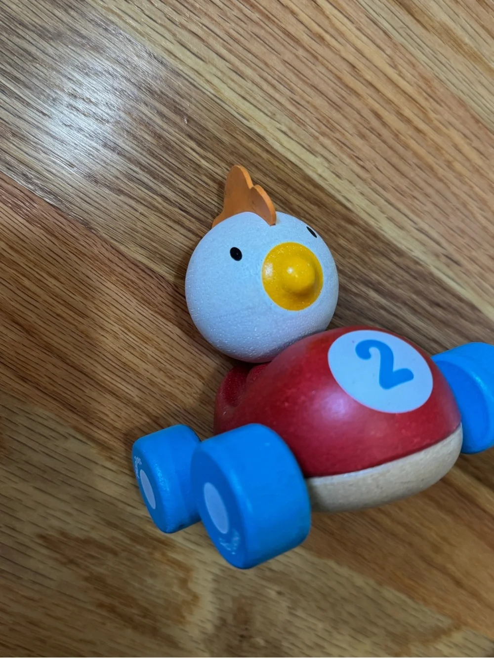 Plan toys Wooden 2 chicken car Red & Blue Pull-Along Race rooster wood Toy